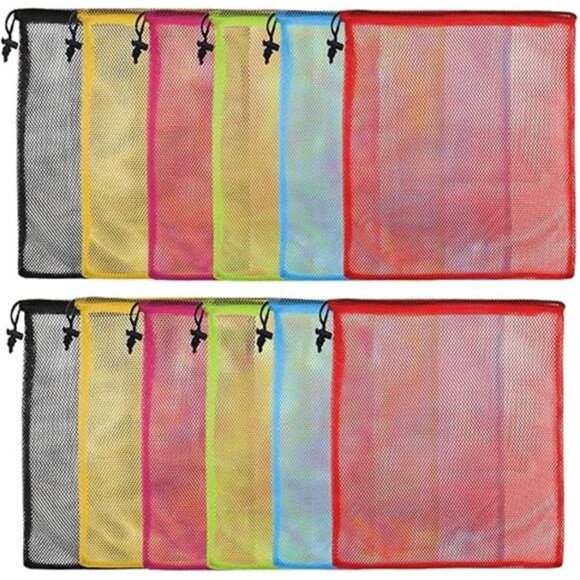 12Pcs Mesh Bag 13"X15.5" Drawstring Gym Bag Nylon Mesh Drawstring Bag with Cord - Picture 7 of 7